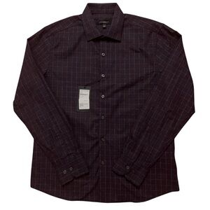West Zero One Shirt Mens Size M Angelo Long Sleeve Woven Plaid Purple NWT